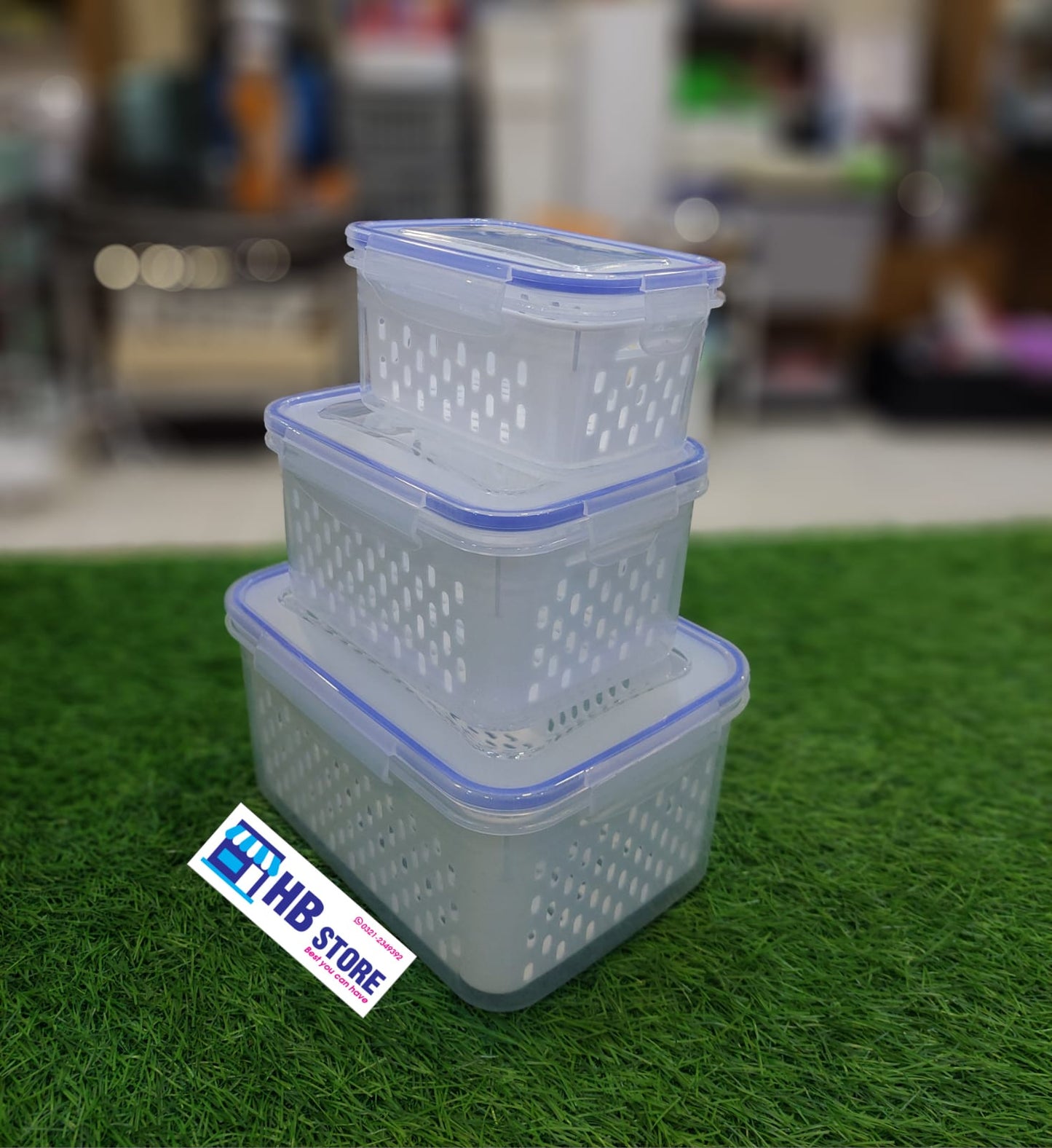 3Pcs Plastic Box Set With Drainer Basket