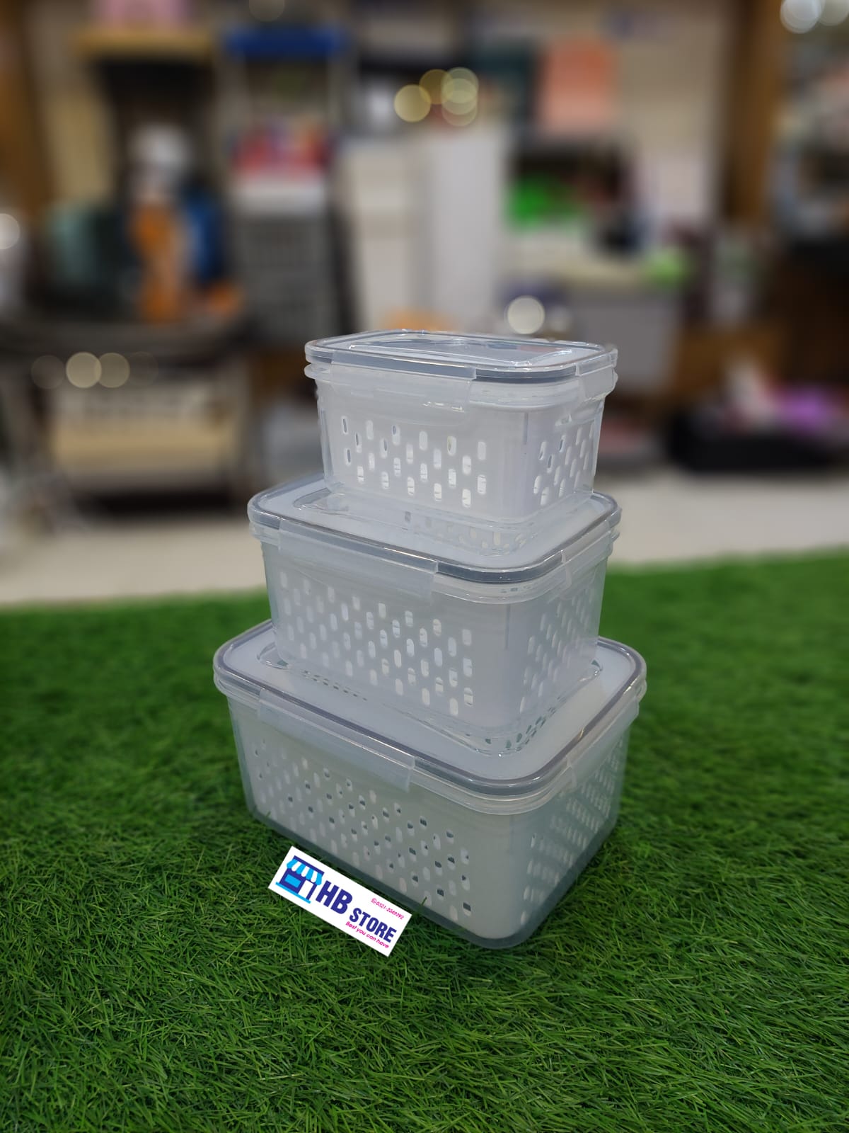 3Pcs Plastic Box Set With Drainer Basket