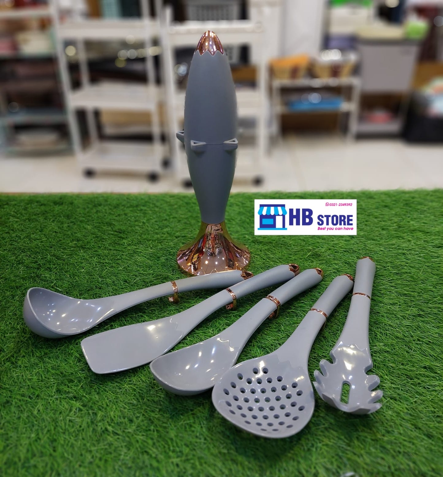 Silicon Cooking Spoon With Rotate Stand Heavy Quality