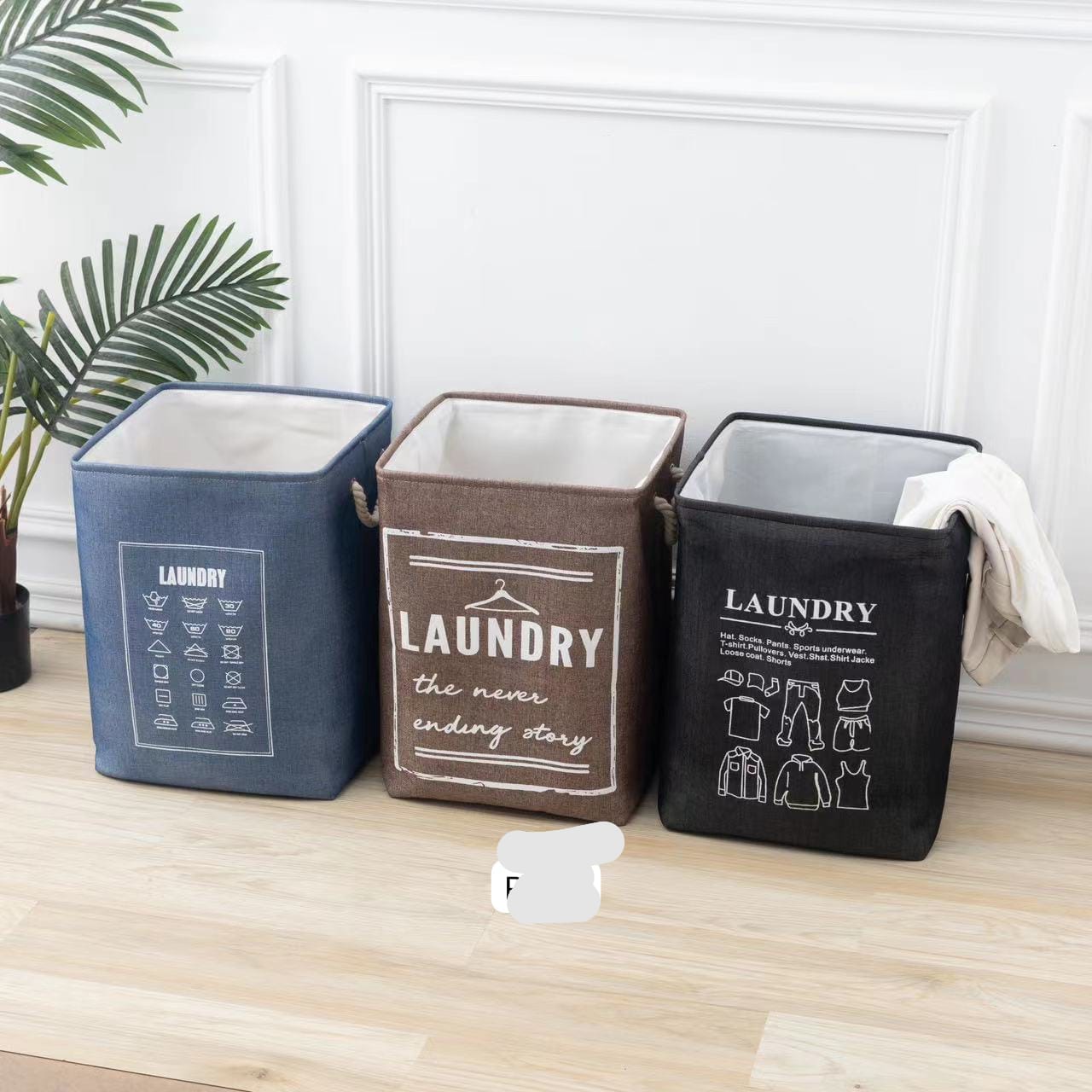 Large Laundry Basket Bag with Handle Square