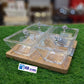 Square Snack Serving Tray With Wooden Base