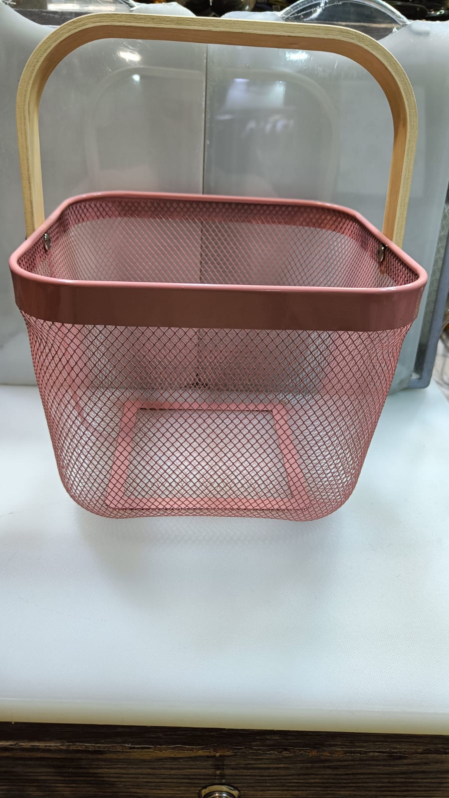 Metal Basket With Wooden Handle