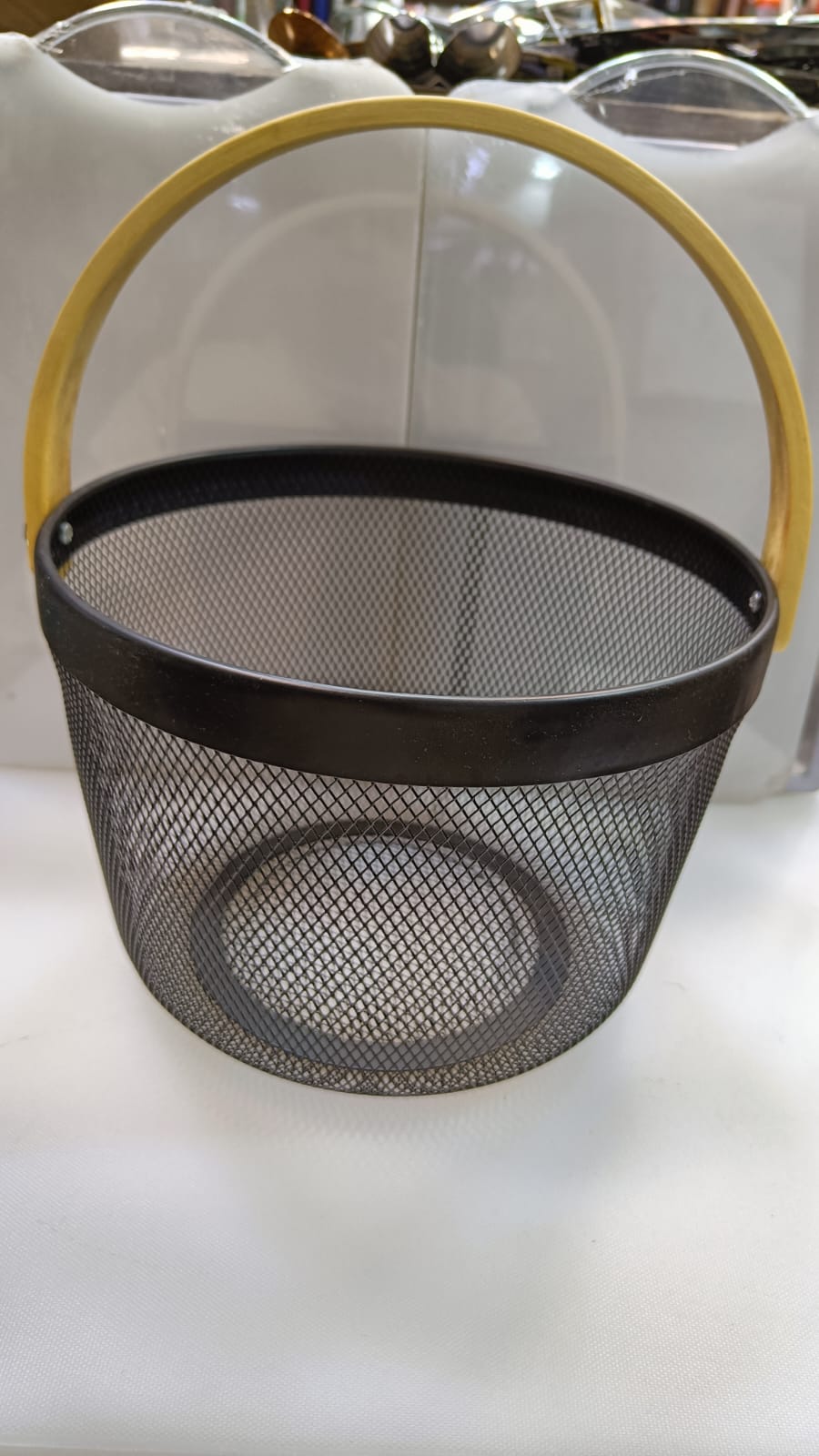 Metal Basket With Wooden Handle