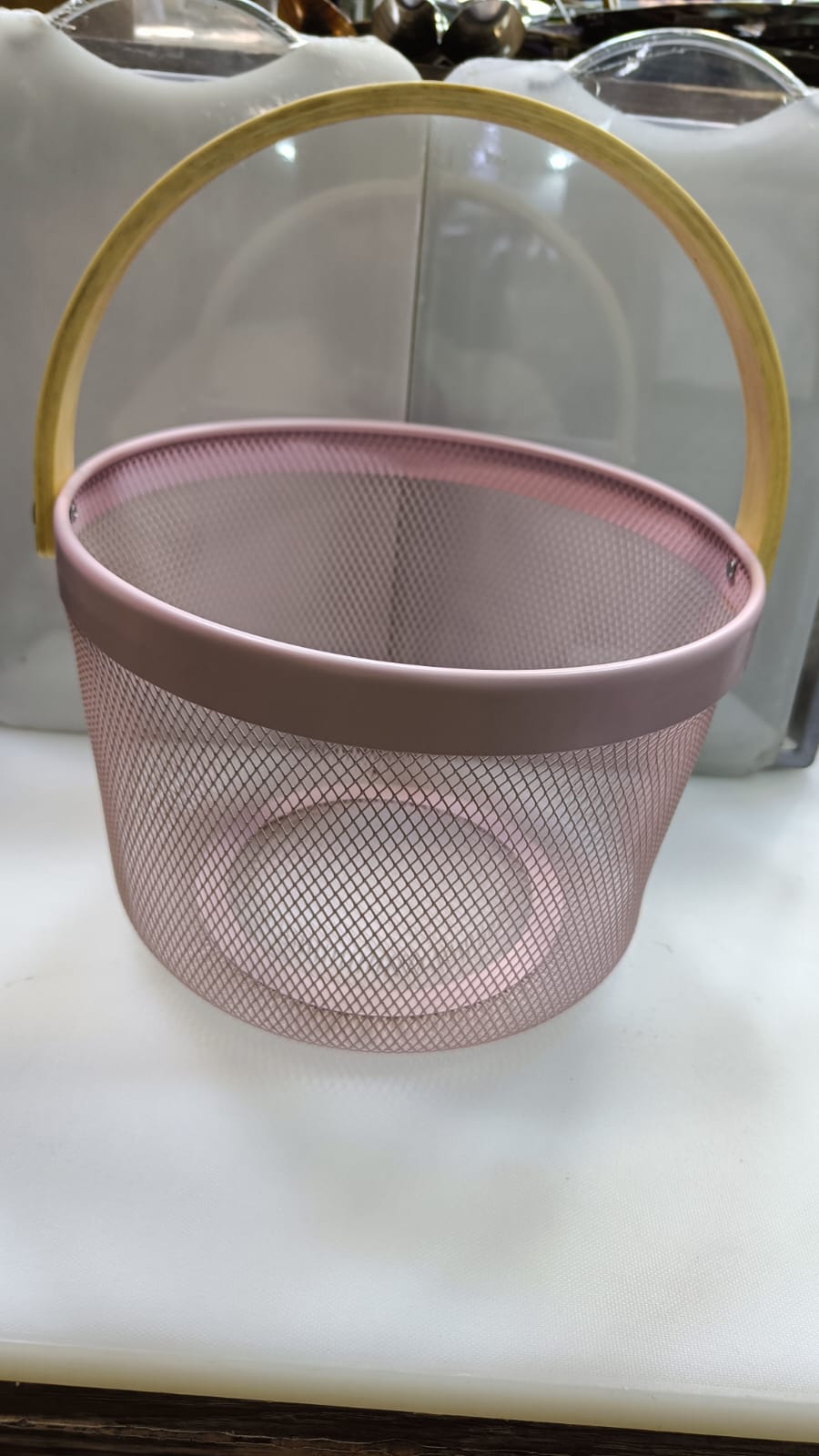 Metal Basket With Wooden Handle