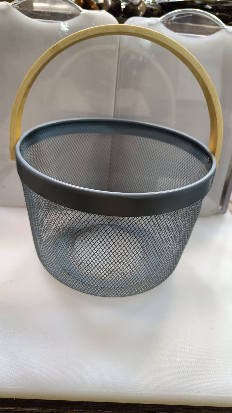 Metal Basket With Wooden Handle