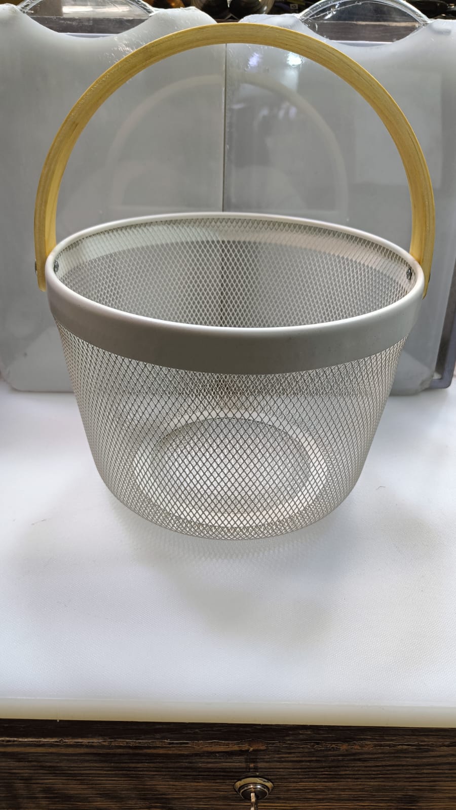 Metal Basket With Wooden Handle