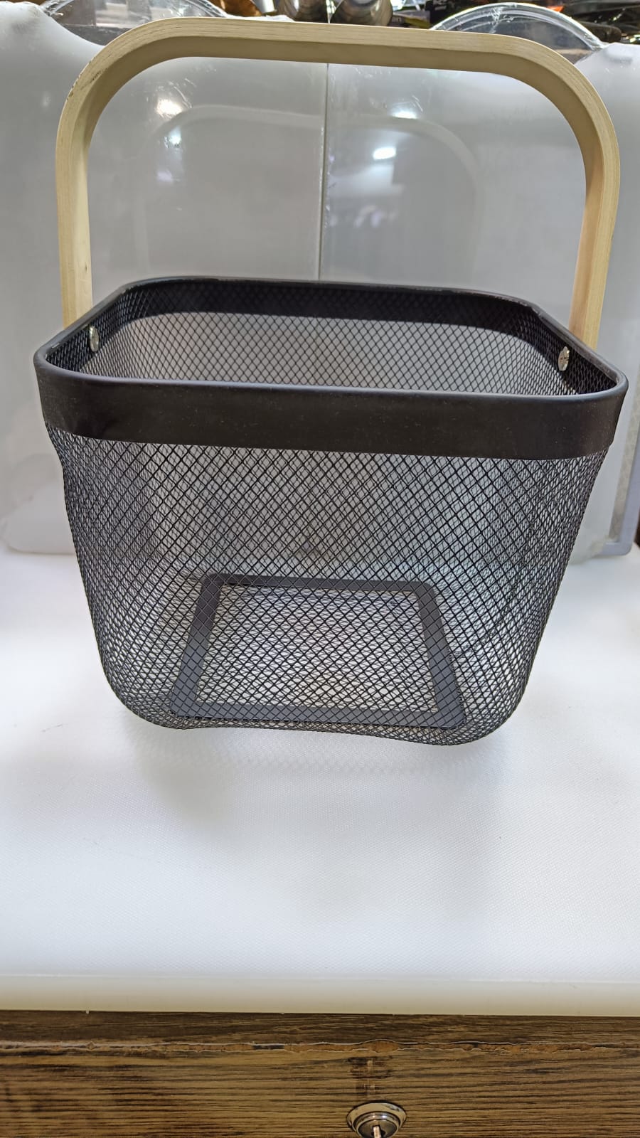 Metal Basket With Wooden Handle