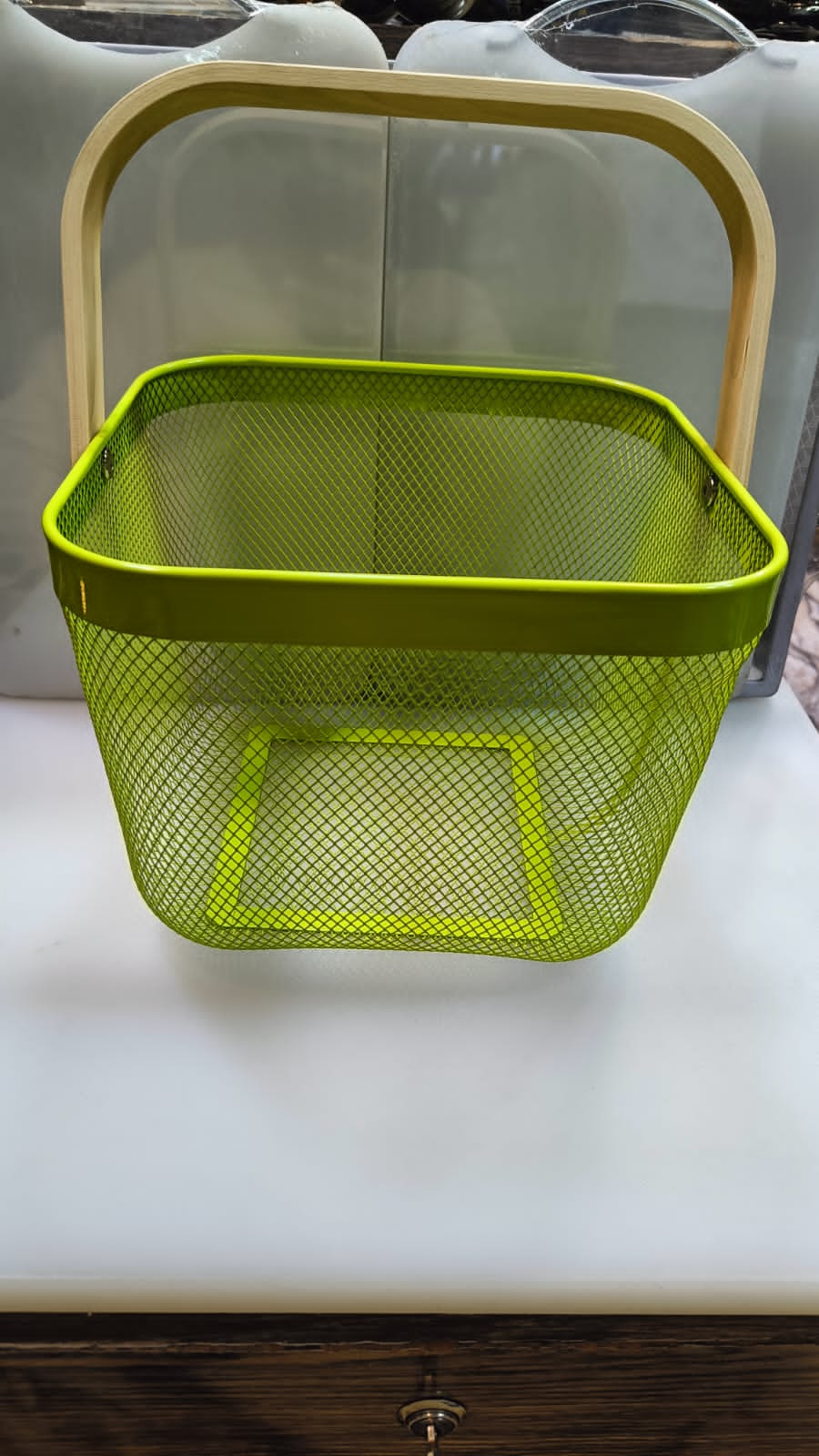 Metal Basket With Wooden Handle