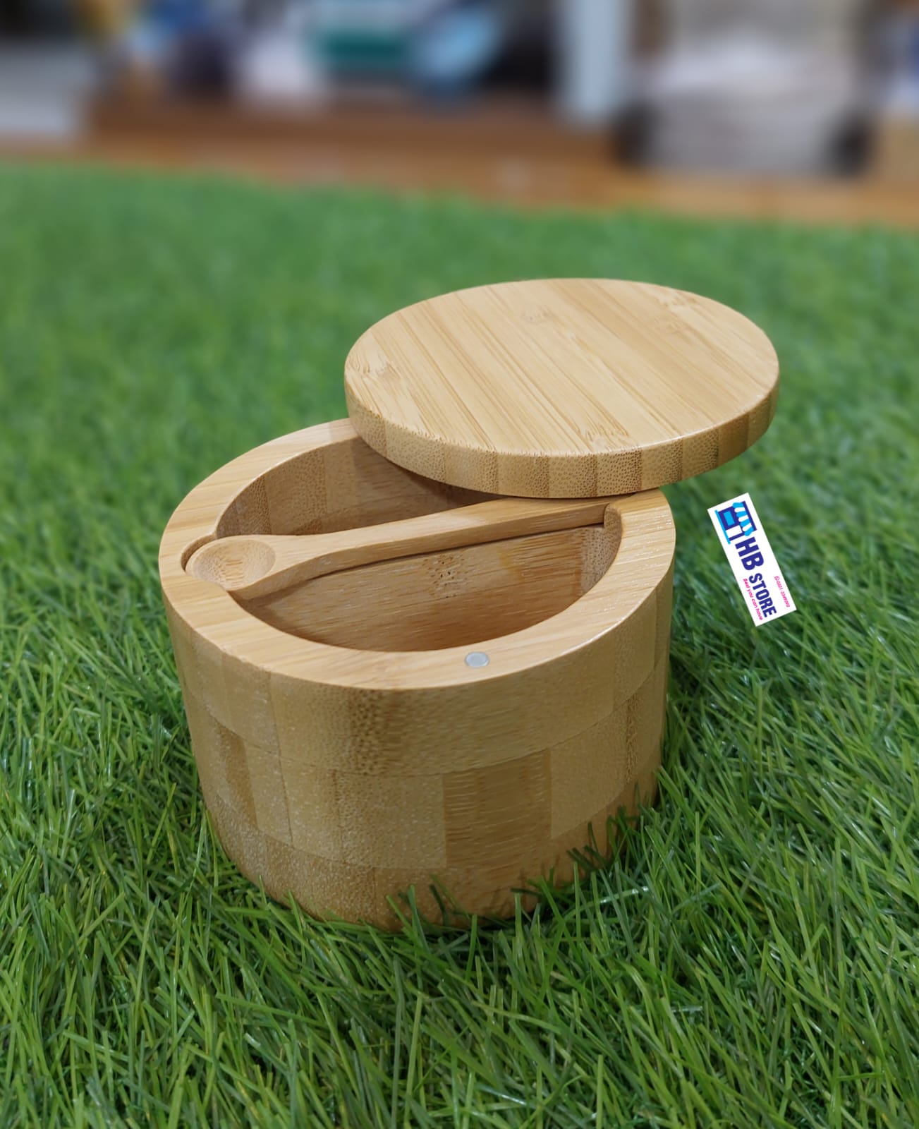 Bamboo Style Round Storage Box