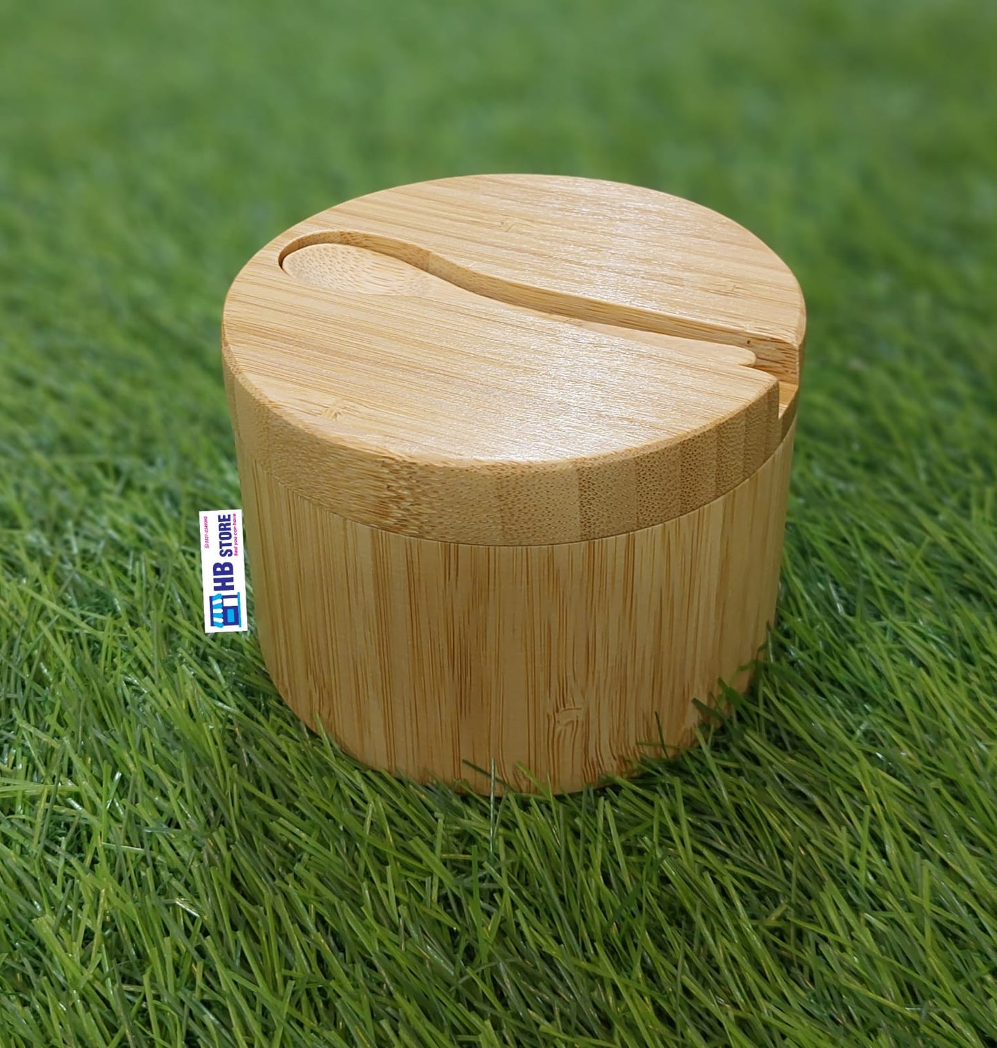 Bamboo Style Round Storage Box