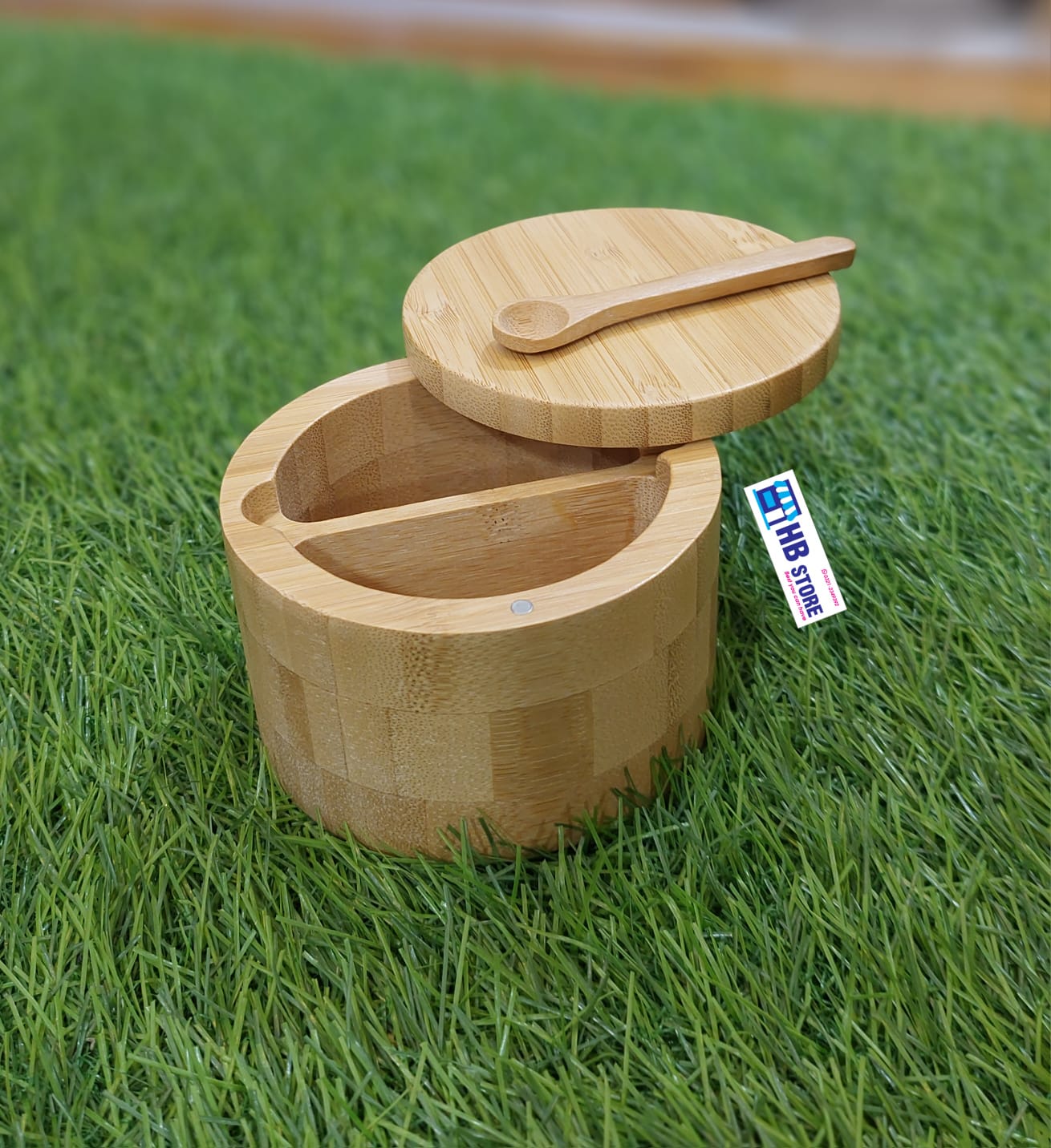 Bamboo Style Round Storage Box