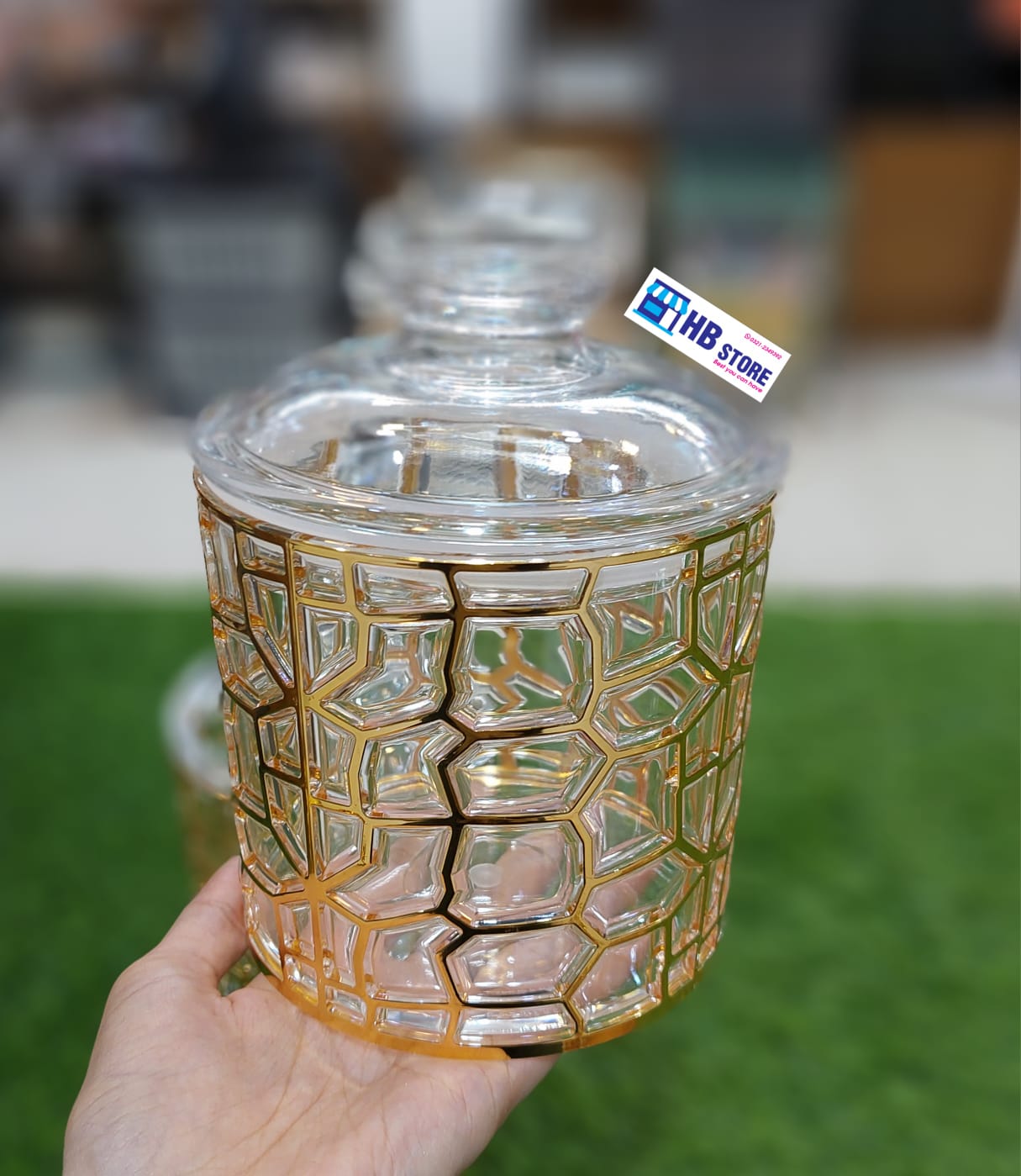 Golden Airtight Acrylic Jar