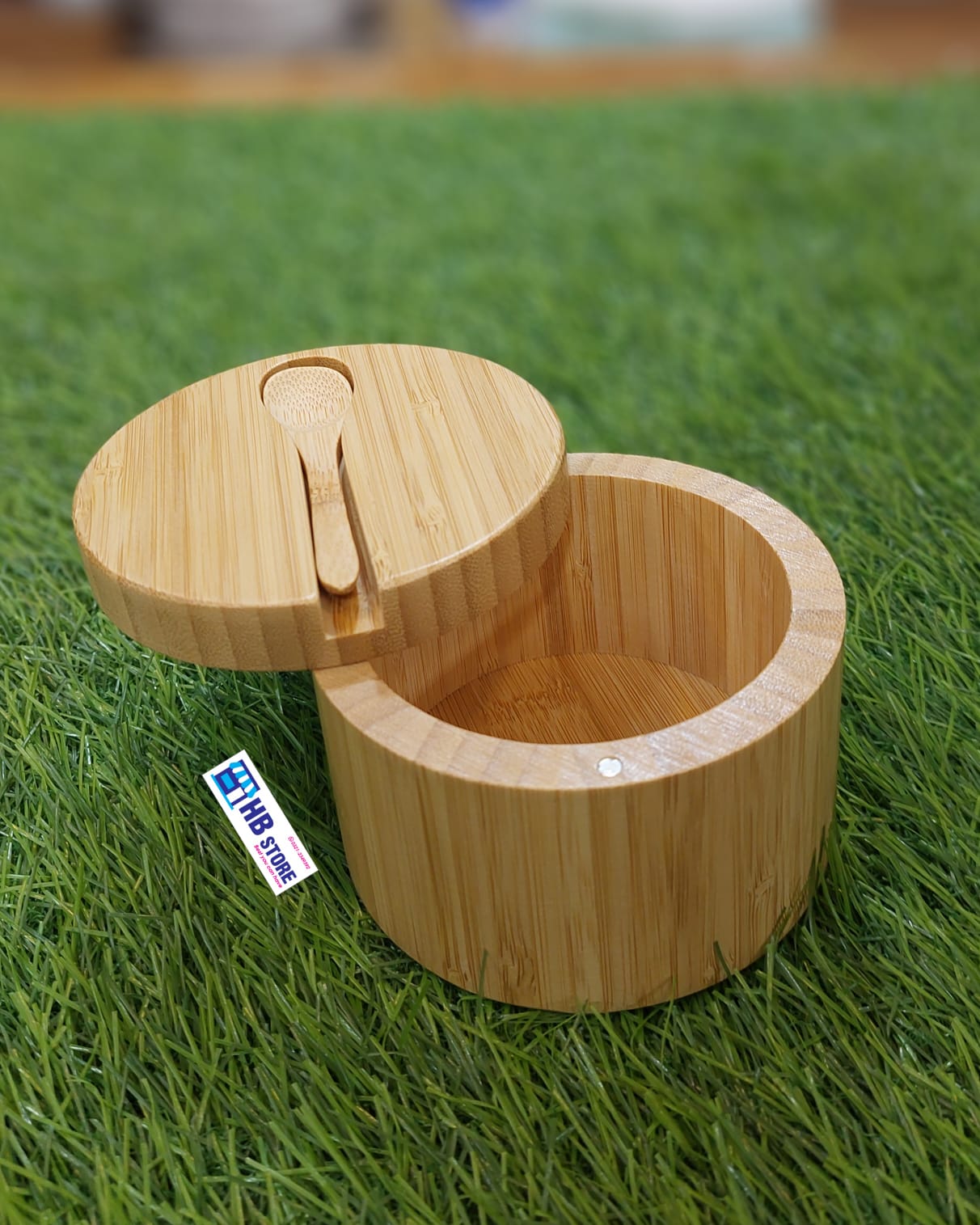 Bamboo Style Round Storage Box