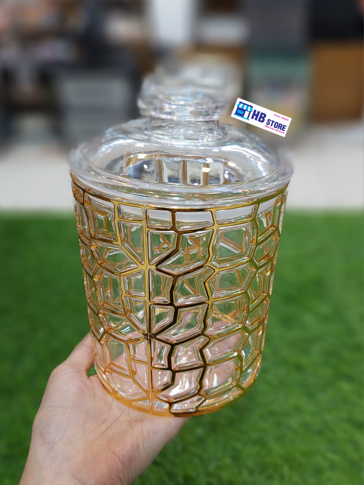 Golden Airtight Acrylic Jar