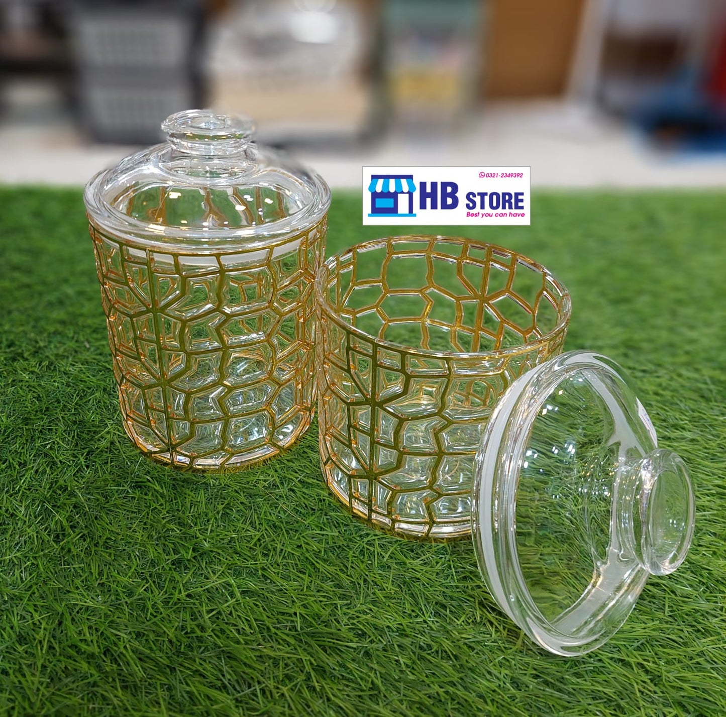 Golden Airtight Acrylic Jar