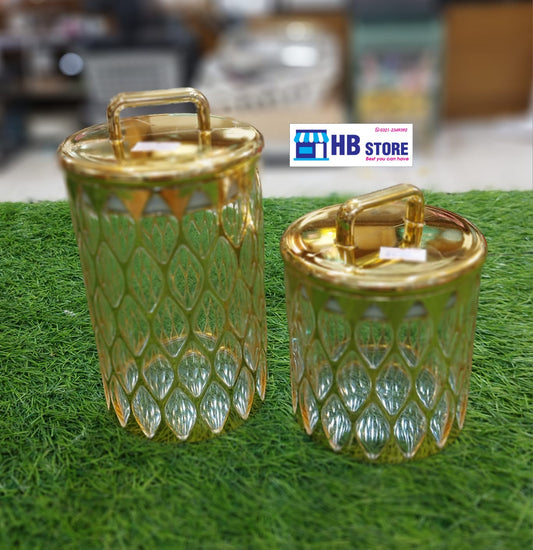 Round Gold Mesh Acrylic Airtight Jar