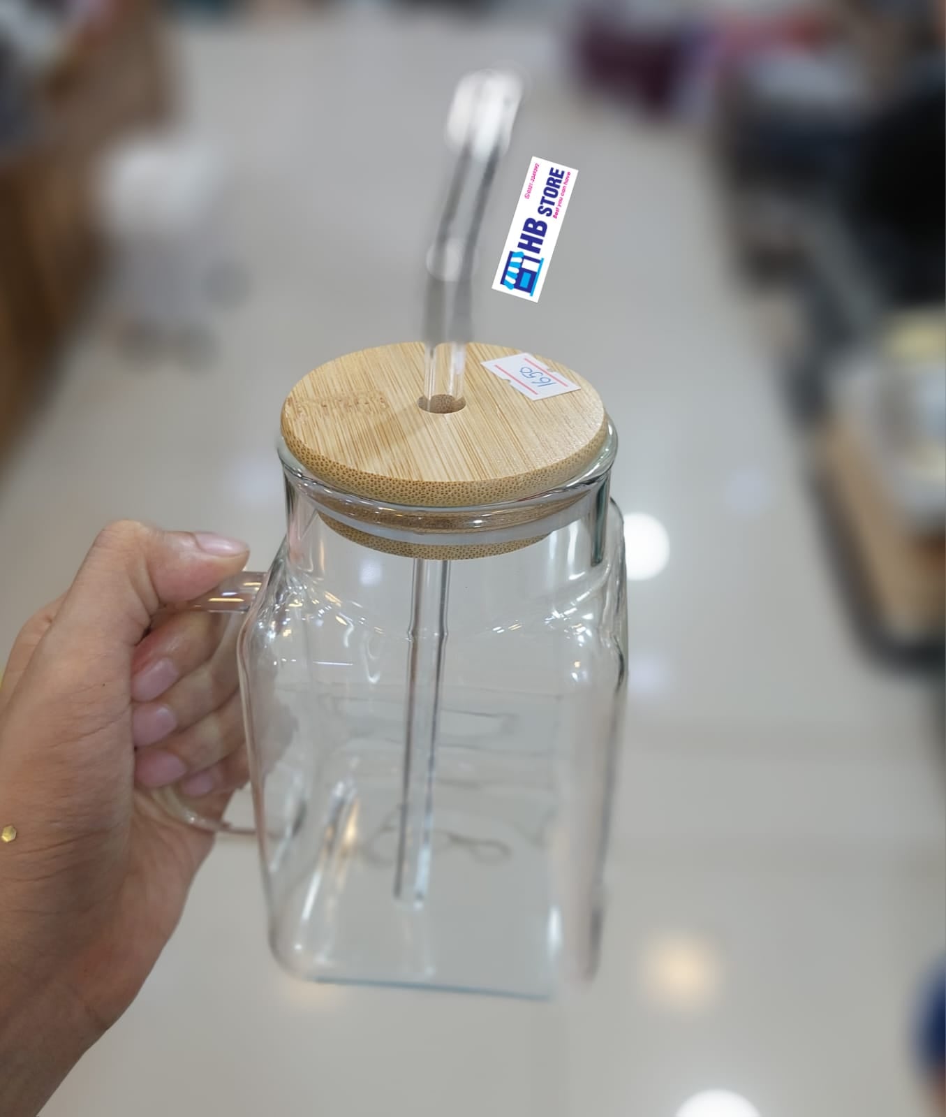 Square Mason Jar With Wooden Lid