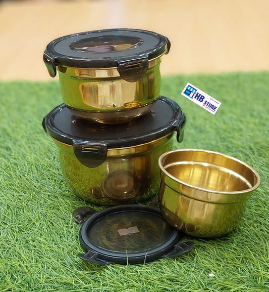 Elegant 3-Piece Golden Bowl