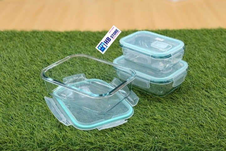 3-Piece Premium Borosilicate Glass Food Storage Container Set
