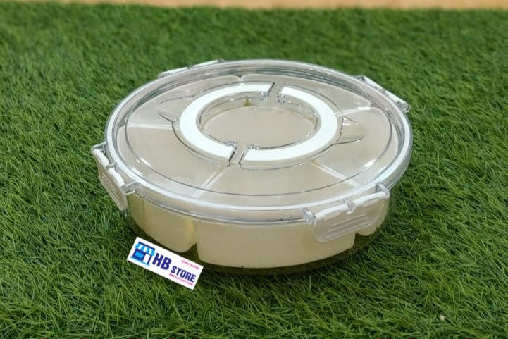 Multi-Section Rotating Snack Server with Lid
