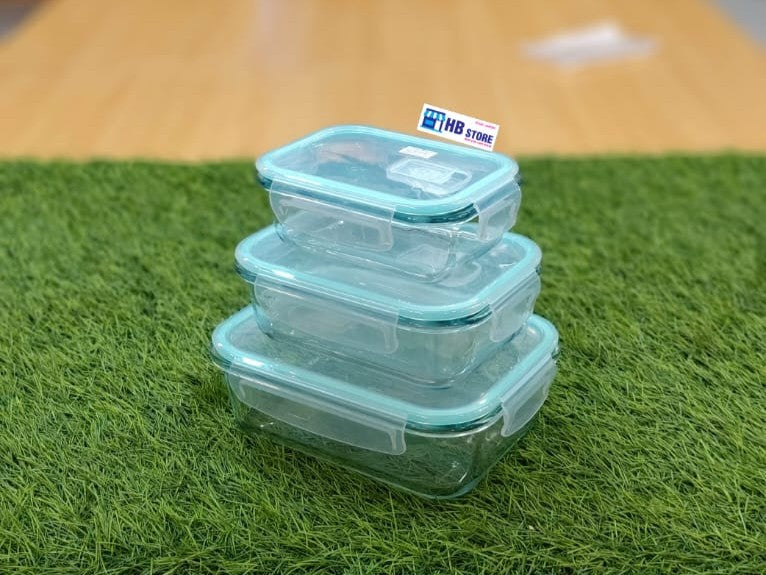 3-Piece Premium Borosilicate Glass Food Storage Container Set