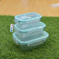 3-Piece Premium Borosilicate Glass Food Storage Container Set