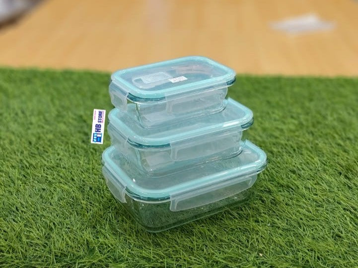 3-Piece Premium Borosilicate Glass Food Storage Container Set