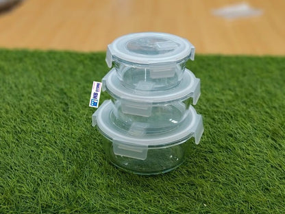 3-Piece Premium Borosilicate Glass Food Storage Container Set