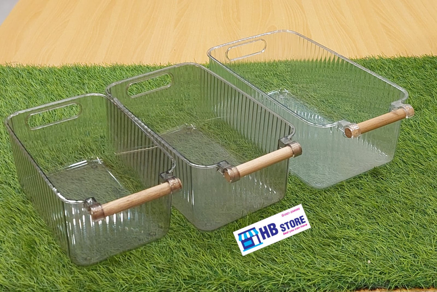 Modern Clear Organizer with Wood Handle