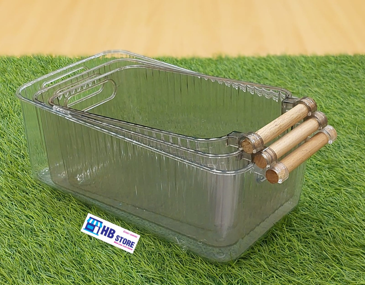 Modern Clear Organizer with Wood Handle