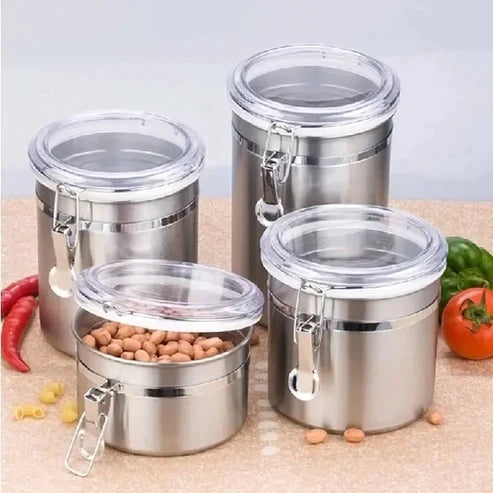 4pcs Steel Airtight Jar Set