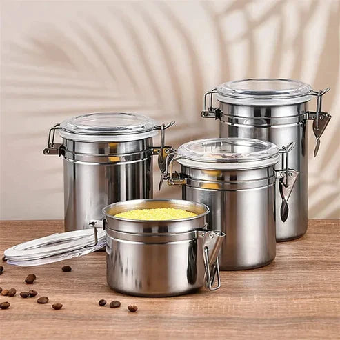 4pcs Steel Airtight Jar Set