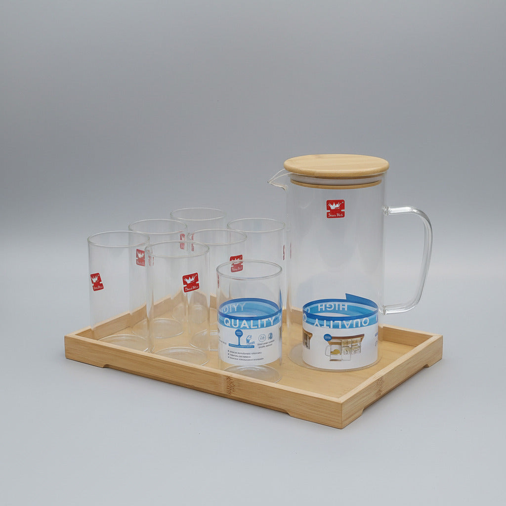 Shine Max Luxury 8-Piece Glass Water Jug & Tumbler Set