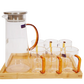 Beautiful Glass Pitcher Set with Wooden Tray