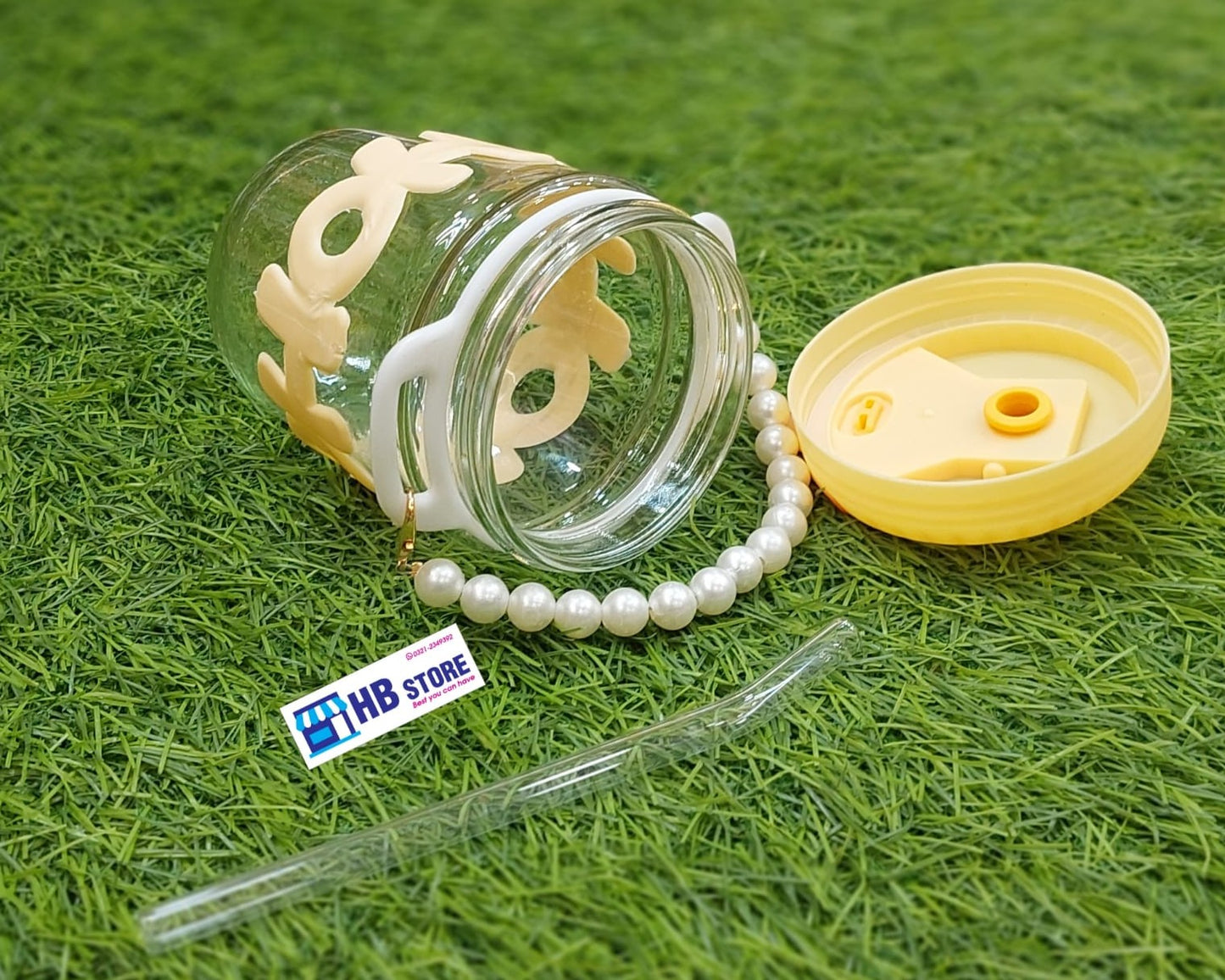 Chic Pearl Strap Kids' Glass Sipper Bottle