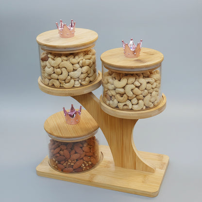 3-Tier Bamboo Tree Spice & Dry Fruit Jar Set