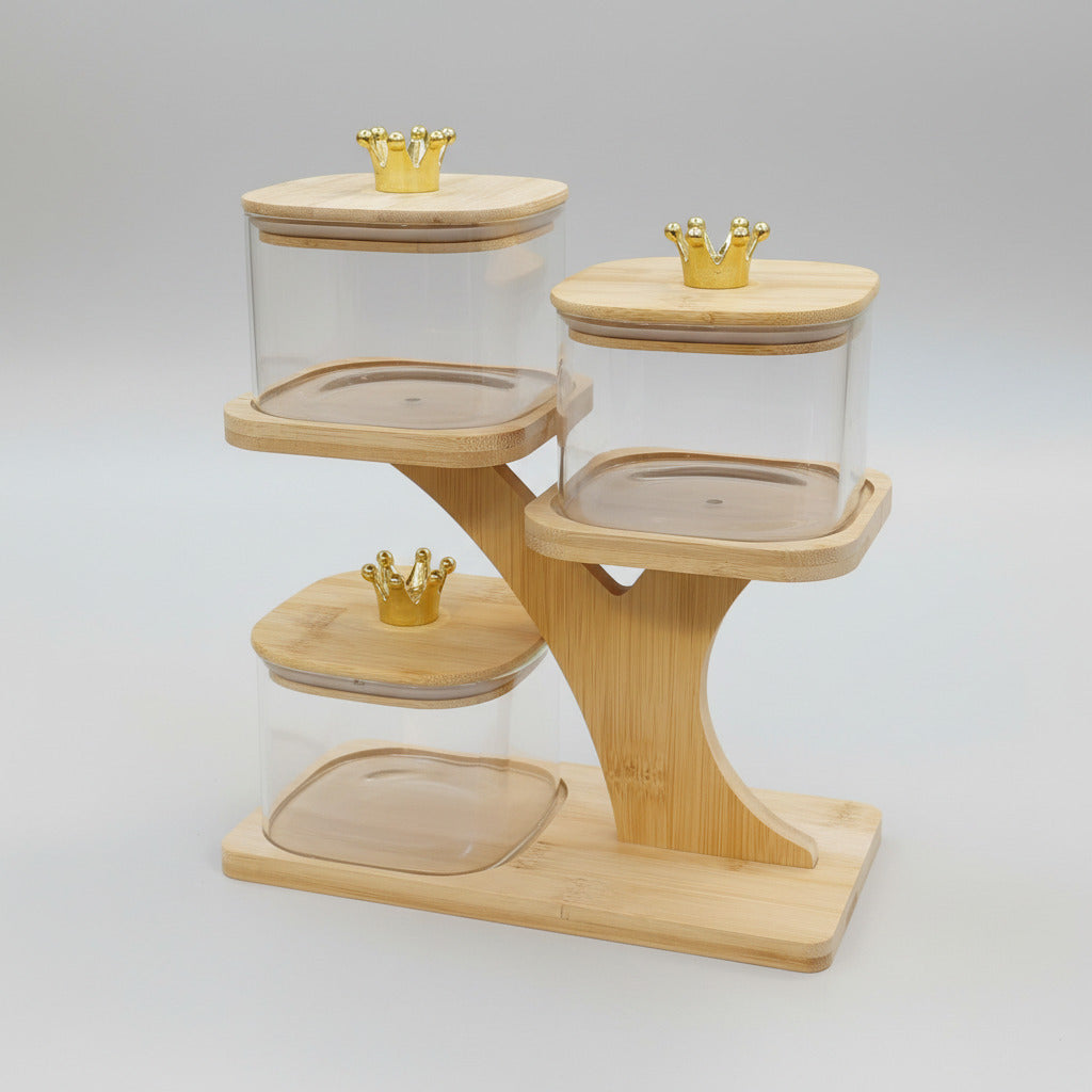 3-Tier Bamboo Tree Spice & Dry Fruit Jar Set