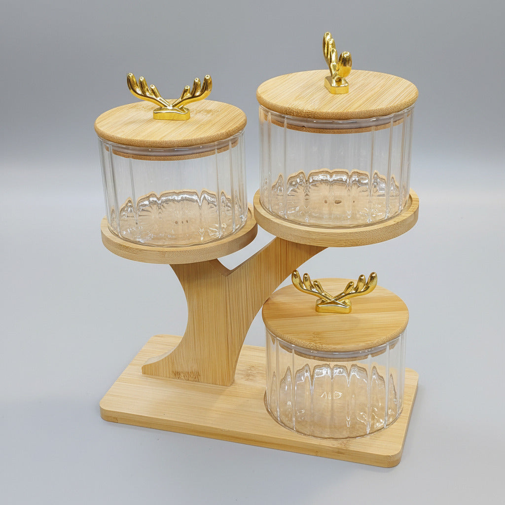3-Tier Bamboo Tree Spice & Dry Fruit Jar Set