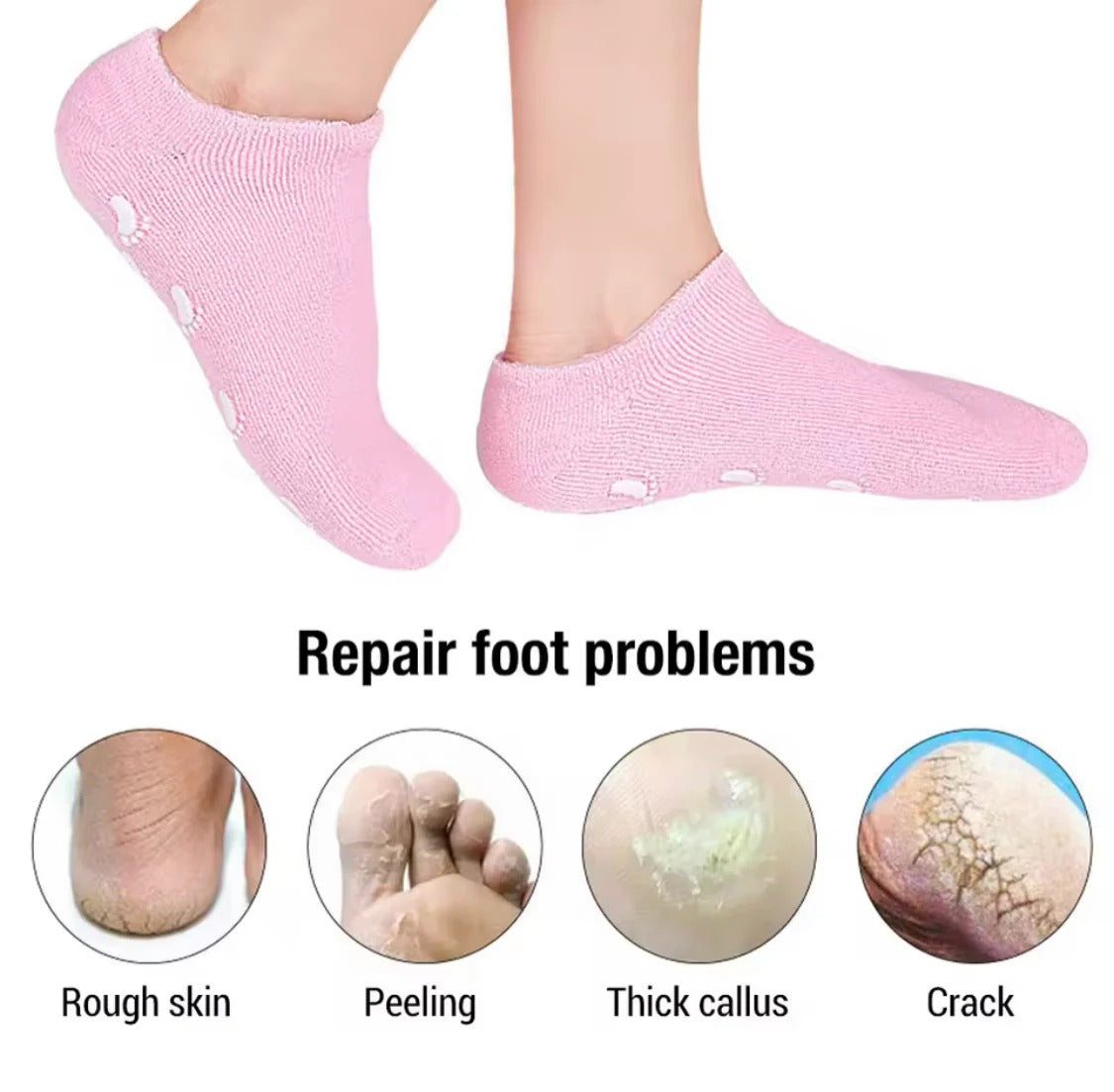 Ultra-Soft Moisturizing Spa Gel Heel Sock for Dry Skin Relief and Foot