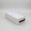 12-Grid Fabric Drawer Organizer Bin with Mesh Dividers and Faux Leather Handle