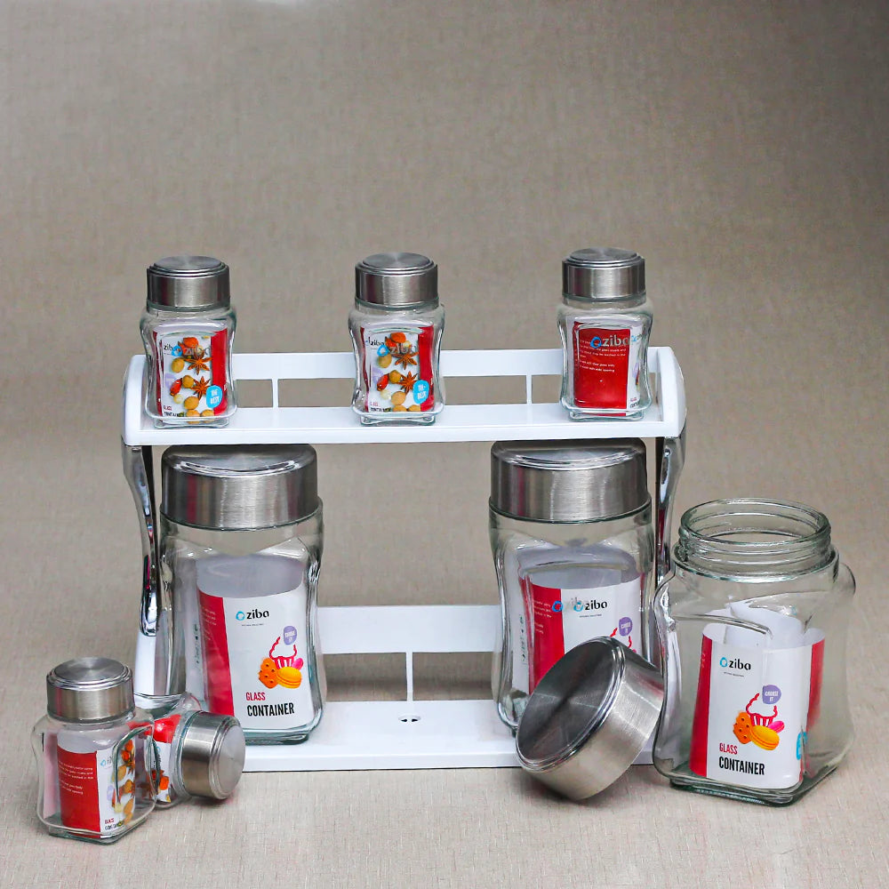 8pcs Ziba Glass Masala Rack With Stand