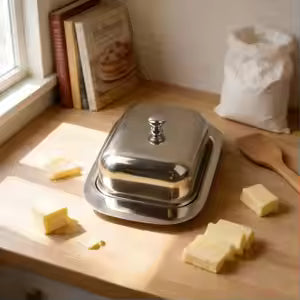 Stainless Steel Rectangular Butter Dishes Butter Tray ,butter Plate with Lid