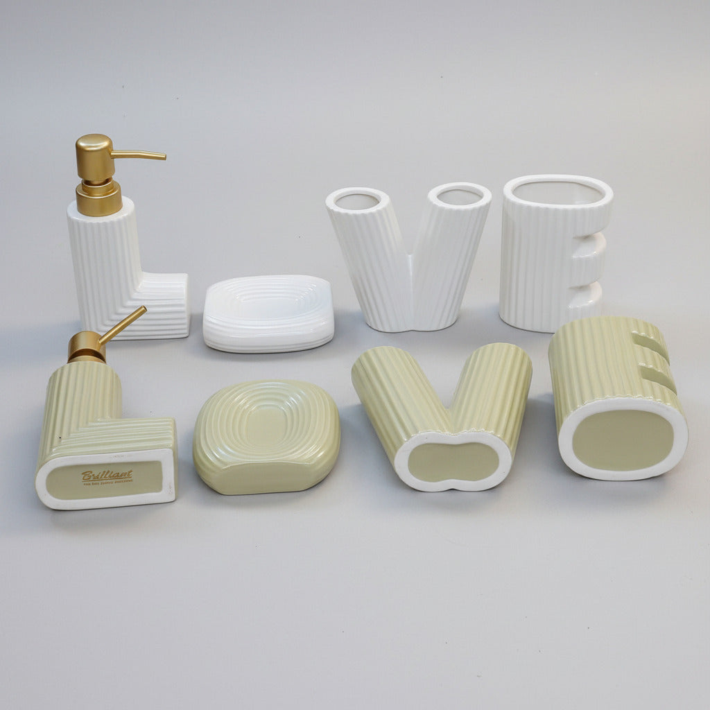 "LOVE" 4-Piece Ceramic Bathroom Accessories Set