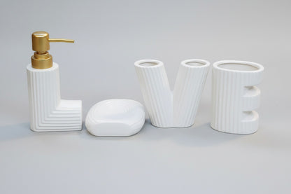 "LOVE" 4-Piece Ceramic Bathroom Accessories Set