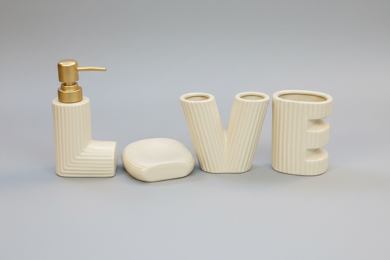 "LOVE" 4-Piece Ceramic Bathroom Accessories Set