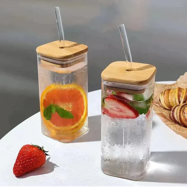 Mason Jars with Glass Straws