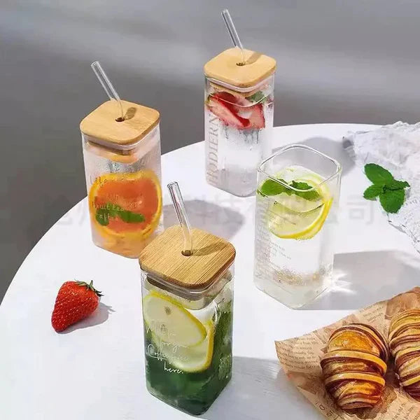 Mason Jars with Glass Straws