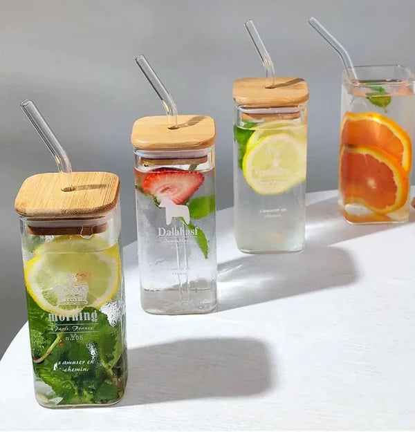 Mason Jars with Glass Straws