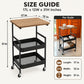 Premium 3-Layer Mobile Storage Trolley with Wood Top