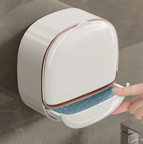 Wall-Mounted Waterproof Soap Dish with Flip Lid